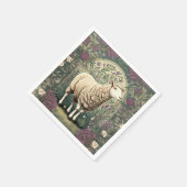 ヒツジエレガントラベンダーフローラ背景 スタンダードカクテルナプキン (角)