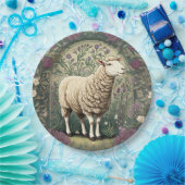 ヒツジエレガントラベンダーフローラ背景 ペーパープレート (パーティー)