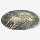 ヒツジエレガントラベンダーフローラ背景 ペーパープレート (アングル)