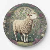 ヒツジエレガントラベンダーフローラ背景 ペーパープレート (正面)