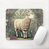 ヒツジエレガントラベンダーフローラ背景 マウスパッド (マウス)