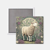 ヒツジエレガントラベンダーフローラ背景 マグネット (正面/裏面)