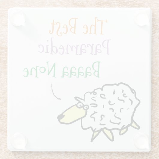 ヒツジデザイン用救急医療隊員ガラスコースター ガラスコースター (裏面)