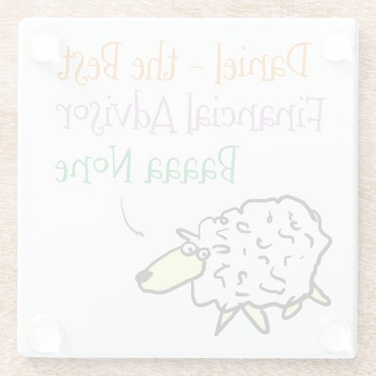 ヒツジデザイン用財務顧問ガラスコースター ガラスコースター (裏面)