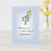 ヒツジハートバルーン誕生日 カード (黄色い花)