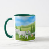 ヒツジ及びボーダーコリーの信号器のマグ マグカップ (左)