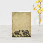 ヒツジ及びラムのきちんとした小さいメッセージカード カード (黄色い花)