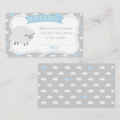 ヒツジ及び雲のおむつのラッフルの挿入物(灰色及び青) エンクロージャーカード (正面/裏面)