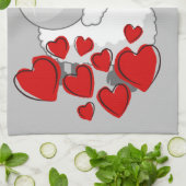 ヒツジ子猫赤いハートキッチンハンドタオル キッチンタオル (折り畳み)