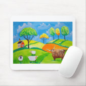ヒツジ牛民俗絵画 マウスパッド (マウス)