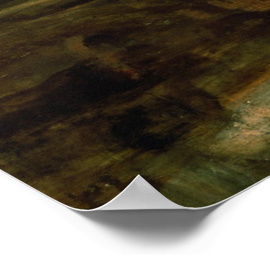 ヒツジ飼とヒツジの群れの風景 ポスター (角)