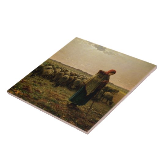 ヒツジ飼の娘とヒツジの群れ， 1863 タイル (側面)