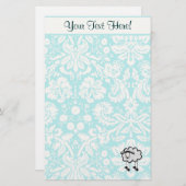 ヒツジ; かわいい 便箋 (正面/裏面)