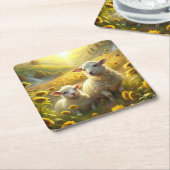 ヒツジ スクエアペーパーコースター (アングル)