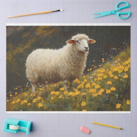 ヒツジ・バターカップ絵を描花の切り離し 薄葉紙 (クラフト)