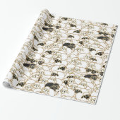 ヒツジ、白黒巨大な群 ラッピングペーパー (アンロールド)