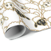 ヒツジ、白黒巨大な群 ラッピングペーパー (ロールコーナー)