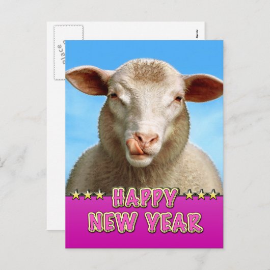 ヒツジLucieとの明けましておめでとう シーズンポストカード (正面/裏面)