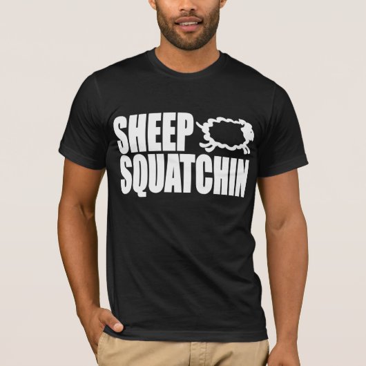 ヒツジSQUATCHINモンスター及びミステリーSHEEPSQUATCH Tシャツ (正面)