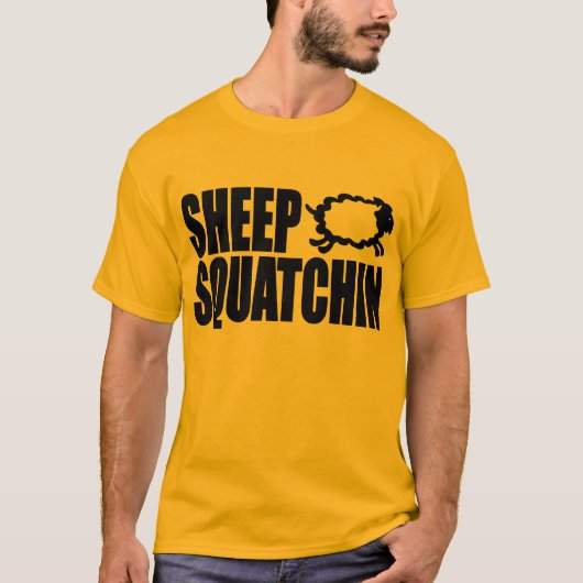 ヒツジSQUATCHINモンスター及びミステリーSHEEPSQUATCH Tシャツ (正面)