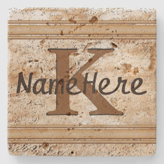 ヒトの名称とモノグラムコースター、4または1のセット ストーンコースター