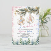 ヒトまたは彼女のクッキー クリスマス オーナメント 性別発表 招待状 (スタンド正面)