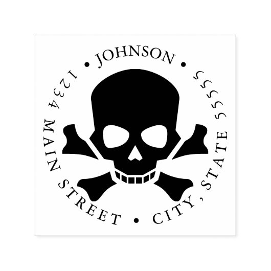 ヒトスカルとクロスボーンPIrate返品ラベル セルフインキングスタンプ (デザイン)