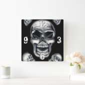 ヒトスカルブラックウォールクロック スクエア壁時計 (ホーム)