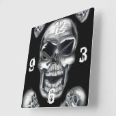 ヒトスカルブラックウォールクロック スクエア壁時計 (傾斜)