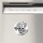 ヒトスカル及びバラブラックインクスケッチ マグネット (インサイチュ (食洗機))