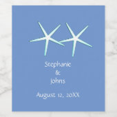 ヒトデかわいいカップルとうもろこしブルーウェディング2021 ワインラベル (シングルラベル)