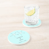 ヒトデかわいいカップルティール(緑がかった色)ホワイトギフト結婚の好意 コースター (側面)