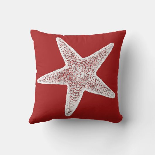 ヒトデが付いている赤い枕 クッション (裏面)