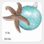 ヒトデとオーナメントトロピカルクリスマスプレゼントラベル スクエアシール (正面)