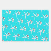 ヒトデとオーナメントビーチクリスマスパターン（の模様が）ある ラッピングペーパーシート (正面)