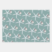 ヒトデとオーナメントビーチクリスマス ラッピングペーパーシート (正面2)