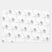 ヒトデとオーナメントビーチクリスマス ラッピングペーパーシート (正面2)