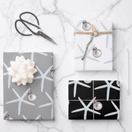 ヒトデとオーナメントビーチクリスマス ラッピングペーパーシート