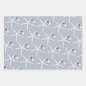 ヒトデとオーナメントビーチクリスマス ラッピングペーパーシート (正面)