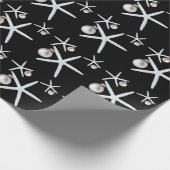 ヒトデとオーナメントブラックトロピカルクリスマス ラッピングペーパー (角)