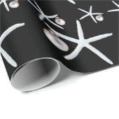 ヒトデとオーナメントブラックトロピカルクリスマス ラッピングペーパー (ロールコーナー)