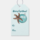 ヒトデとオーナメント熱帯性クリスマスネクタイオン ギフトタグ (正面)