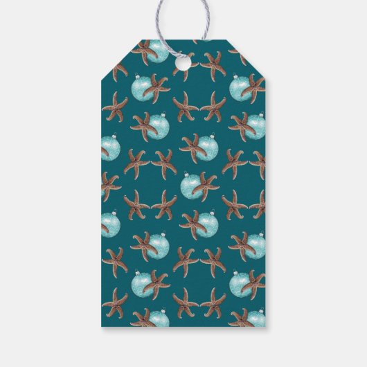 ヒトデとオーナメント熱帯性クリスマスネクタイオン ギフトタグ (裏面)