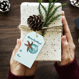 ヒトデとオーナメント熱帯性クリスマスネクタイオン ギフトタグ