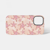 ヒトデとサンゴのピンクのパステル模様 iPhoneケース (裏面横)
