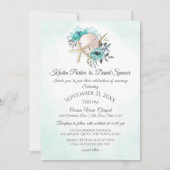 ヒトデとサンドドルフローラビーチ結婚式インヴィ 招待状 (正面)