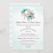 ヒトデとサンドドルフローラビーチ結婚式インヴィ 招待状 (正面/裏面)