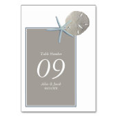 ヒトデとサンドドル – ビーチ結婚式 テーブルナンバー (裏面)