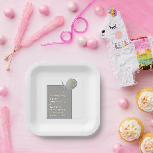 ヒトデとサンドドル – ビーチ結婚式 ペーパープレート (パーティー)