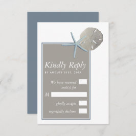 ヒトデとサンドドル – ビーチ結婚式 出欠カード